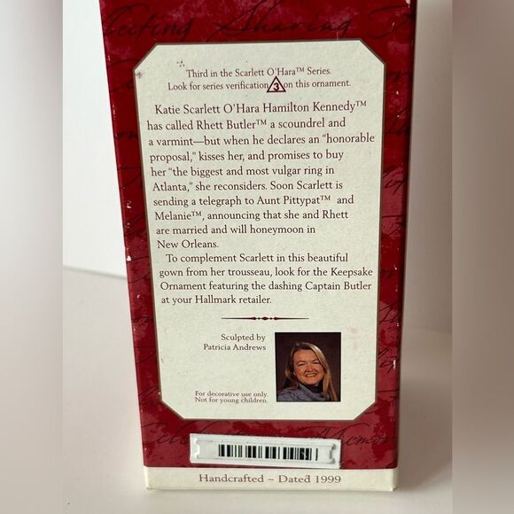 Hallmark Keepsake Scarlett O'Hara 1999 Vintage Christmas ornament NWT - Picture 3 of 5